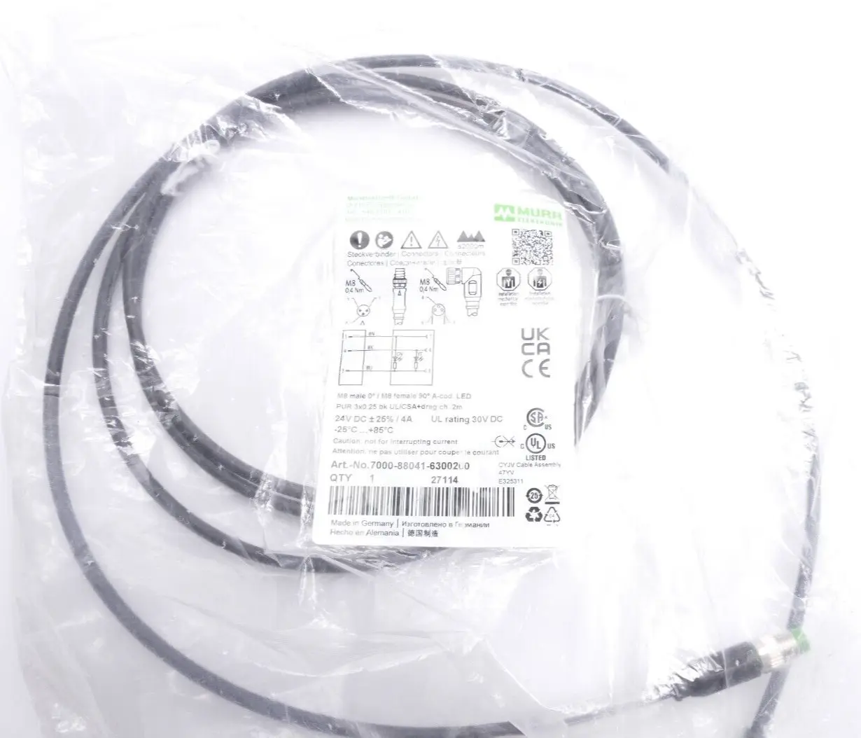 Produktfoto 1 von Murrelektronik  7000-88041-6300200 Verbindungskabel M8 A-cod.LED