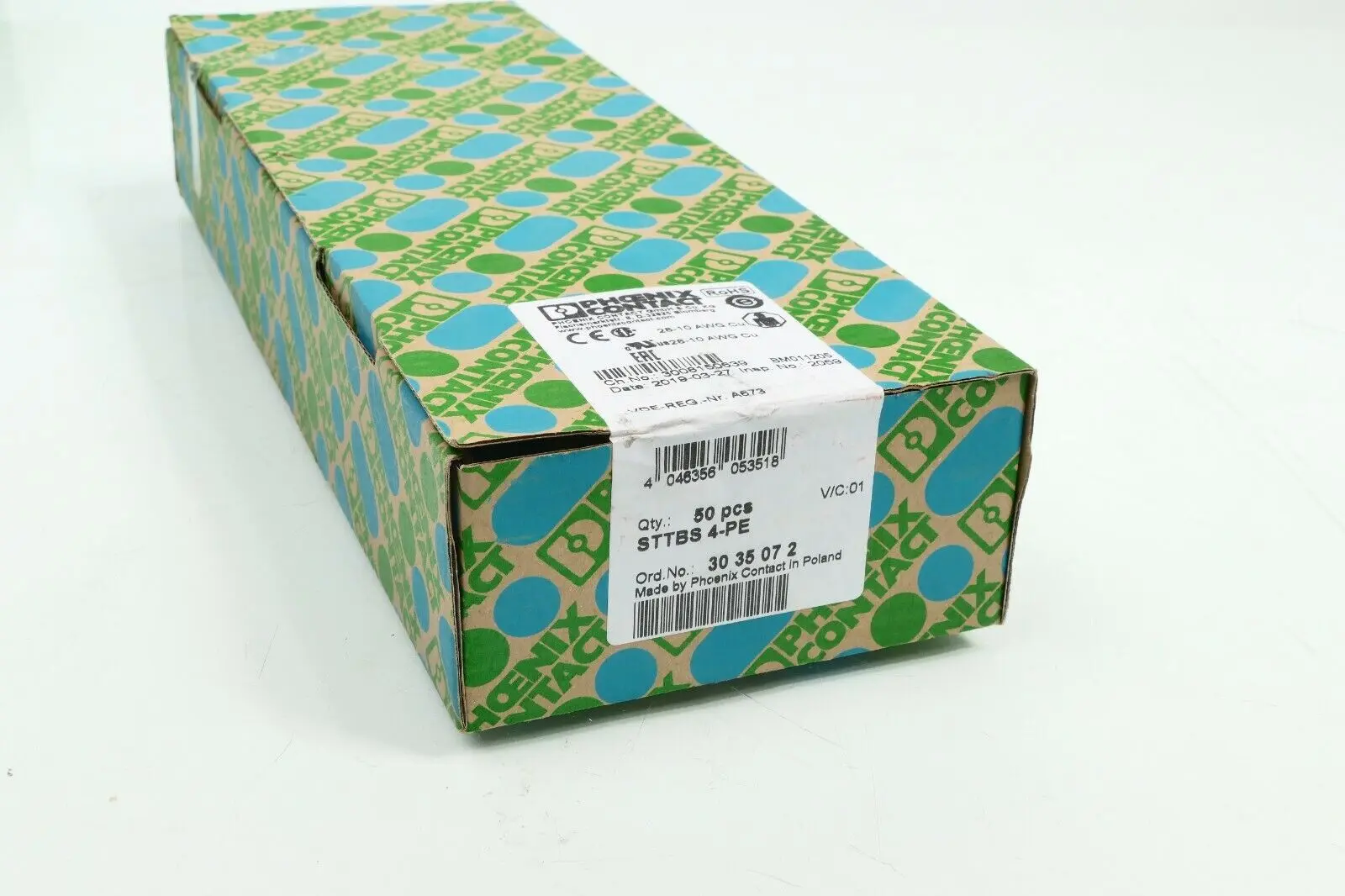 Produktfoto 1 von 50x Phoenix Contact Durchgangsreihenklemme 30 35 07 2 | STTBS 4-PE | 3035072