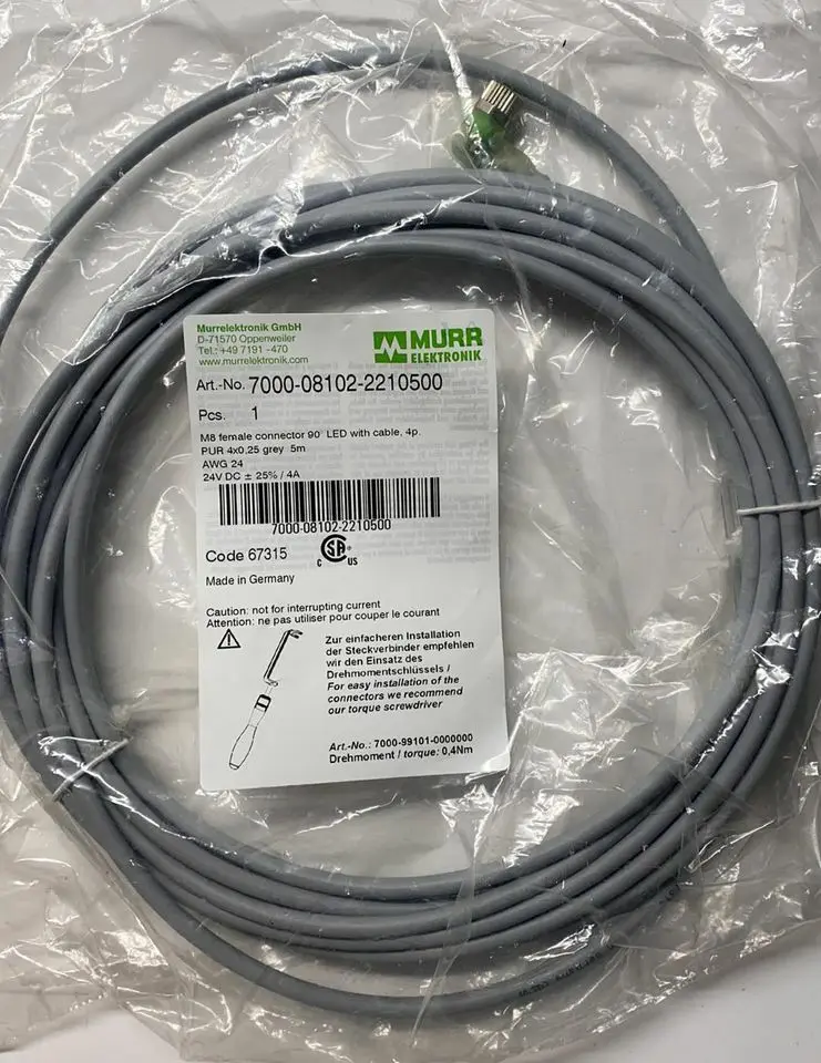 Produktfoto 1 von Murr Elektronik EOL - M8 Bu. 90° A-kod. freies Ltg-ende 5m | 7000-08102-2210500