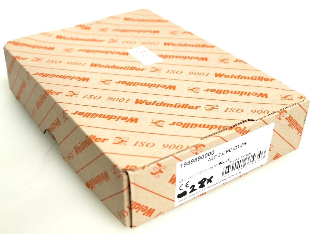 Produktfoto 1 von 28x Weidmüller Schutzleiter-Reihenklemme A2C 2.5 PE/DT/FS | 1989890000