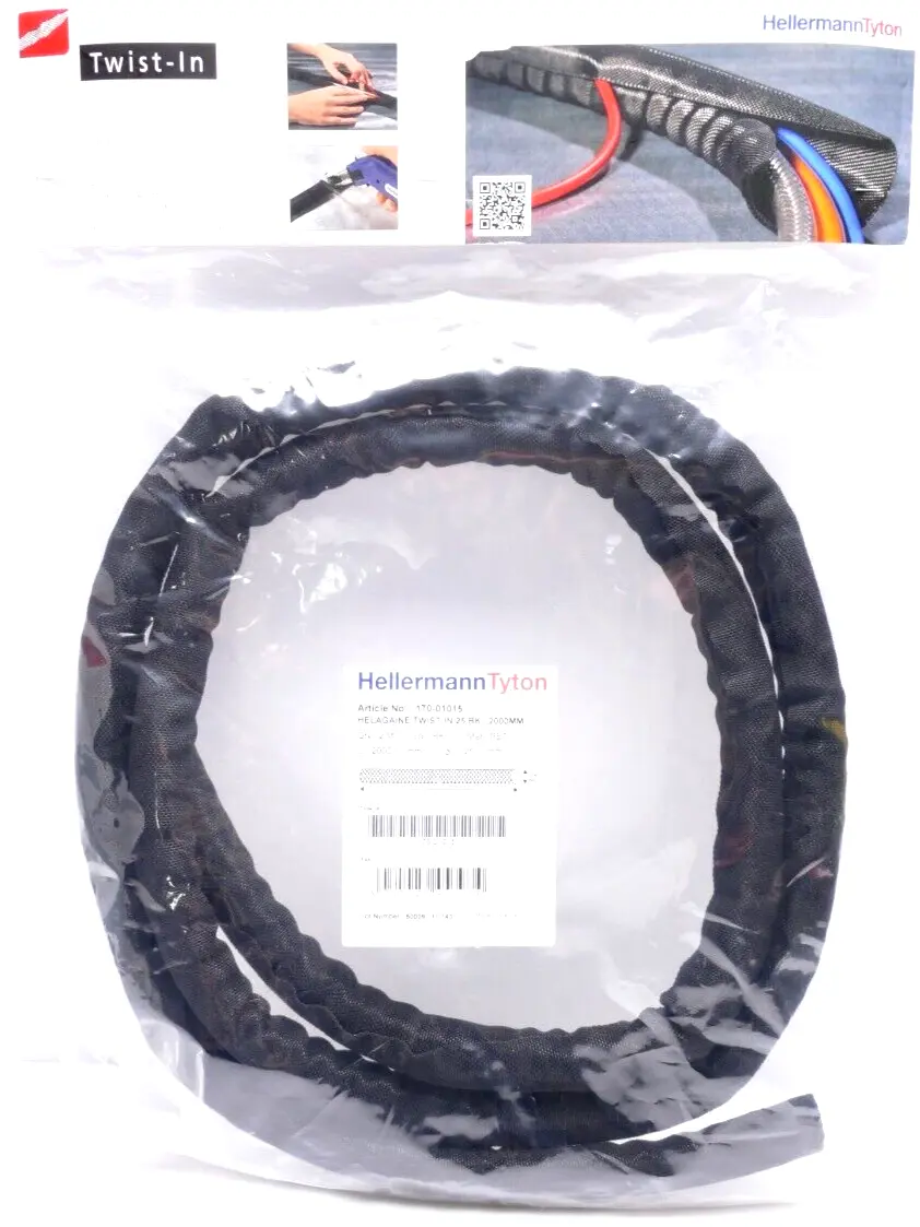 Produktfoto 1 von HellermannTyton 170-01015 Geflechtschlauch TWIST-IN 25 BK/2000MM