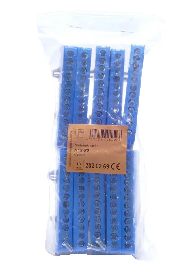 10x Pollmann 202 02 69 Nullleiterklemme N12-F2 12-polig blau 2020269