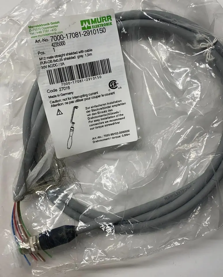 Produktfoto 1 von Murr Elektronik M12 St. 0° A-kod. freies Ltg-ende 1,5m | 7000-17081-2910150