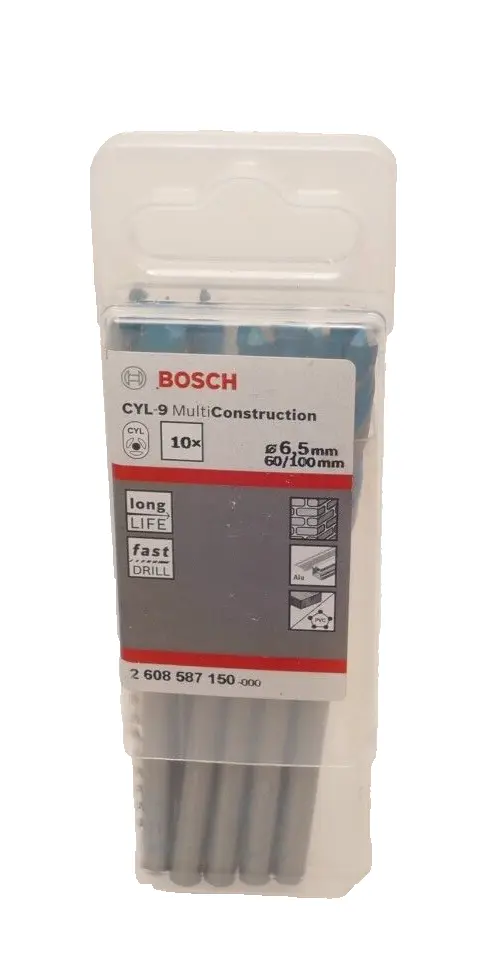 Produktfoto 1 von 10x Bosch CYL-9 Multi Construction Mehrzweckbohrer Ø6,5mm 60/100mm | 2608587150