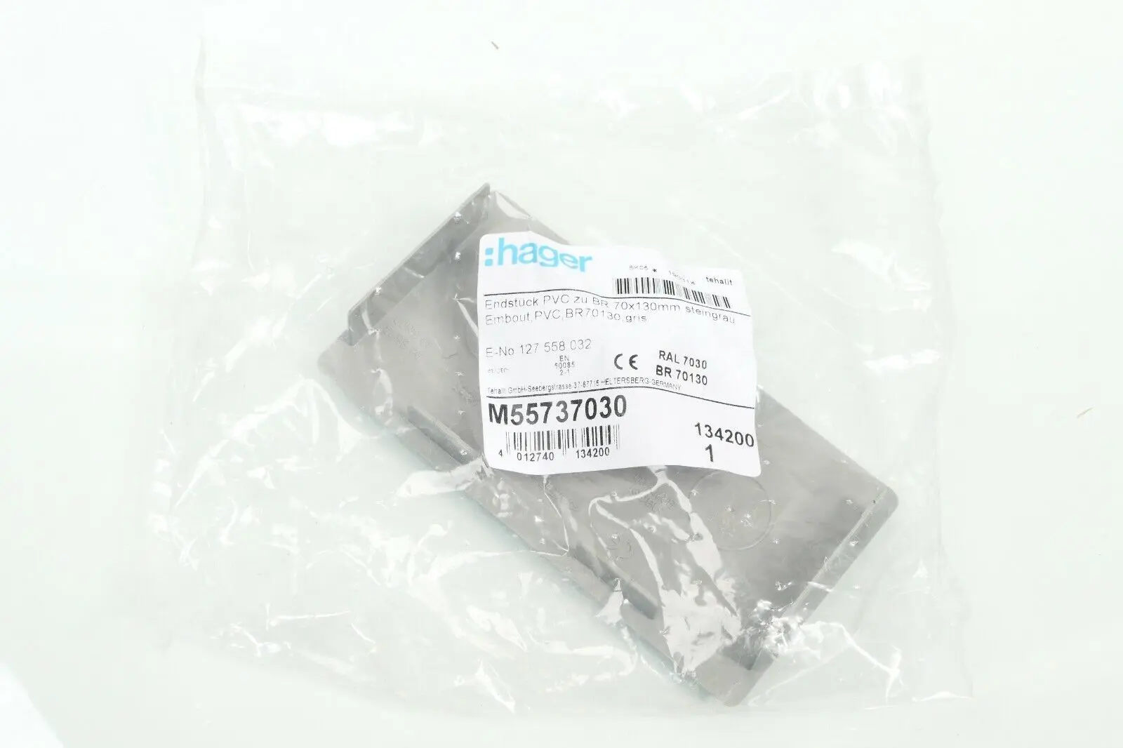 Produktfoto 1 von Hager Endstück PVC zu BR 70x130mm steingrau M55737030 | 134200