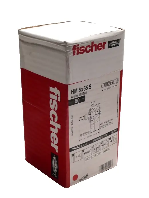 Produktfoto 1 von 50x Fischer Hohlraum Metalldübel HM 6x65 S | 519782