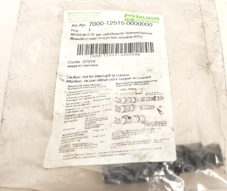 Murr Elektronik M12 St. 0° A-kod. Schneidklemmanschluss | 7000-12515-0000000