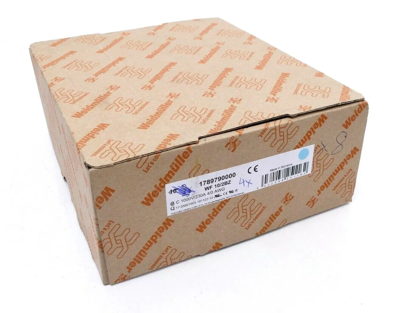 Produktfoto 1 von 4x Weidmüller Bolzenklemme Durchgangs-Reihenklemmen WF 10/2BZ | 1789790000