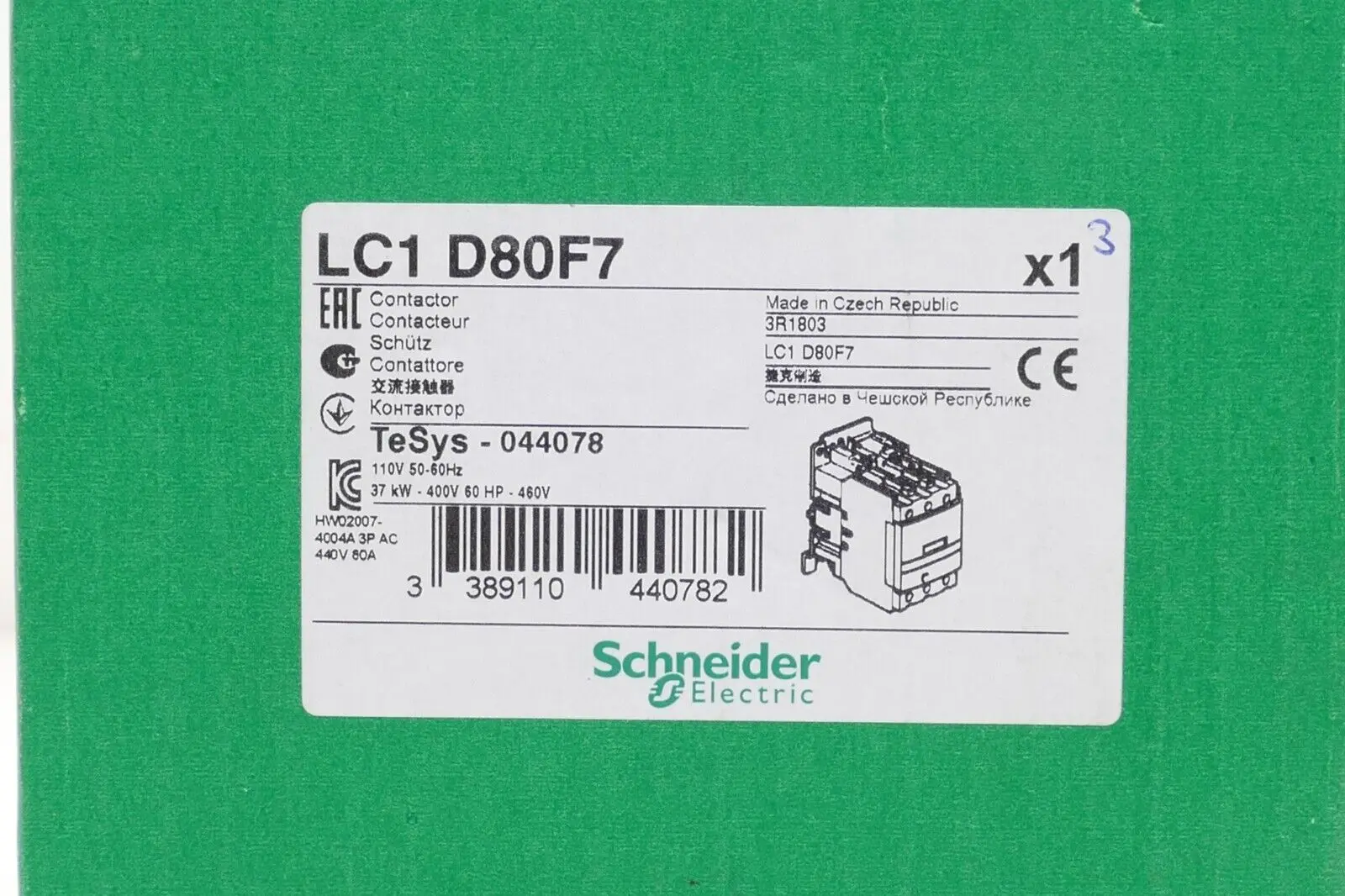 Produktfoto 1 von Schneider Electric TeSys Schütz 044078 | LC1D80F7