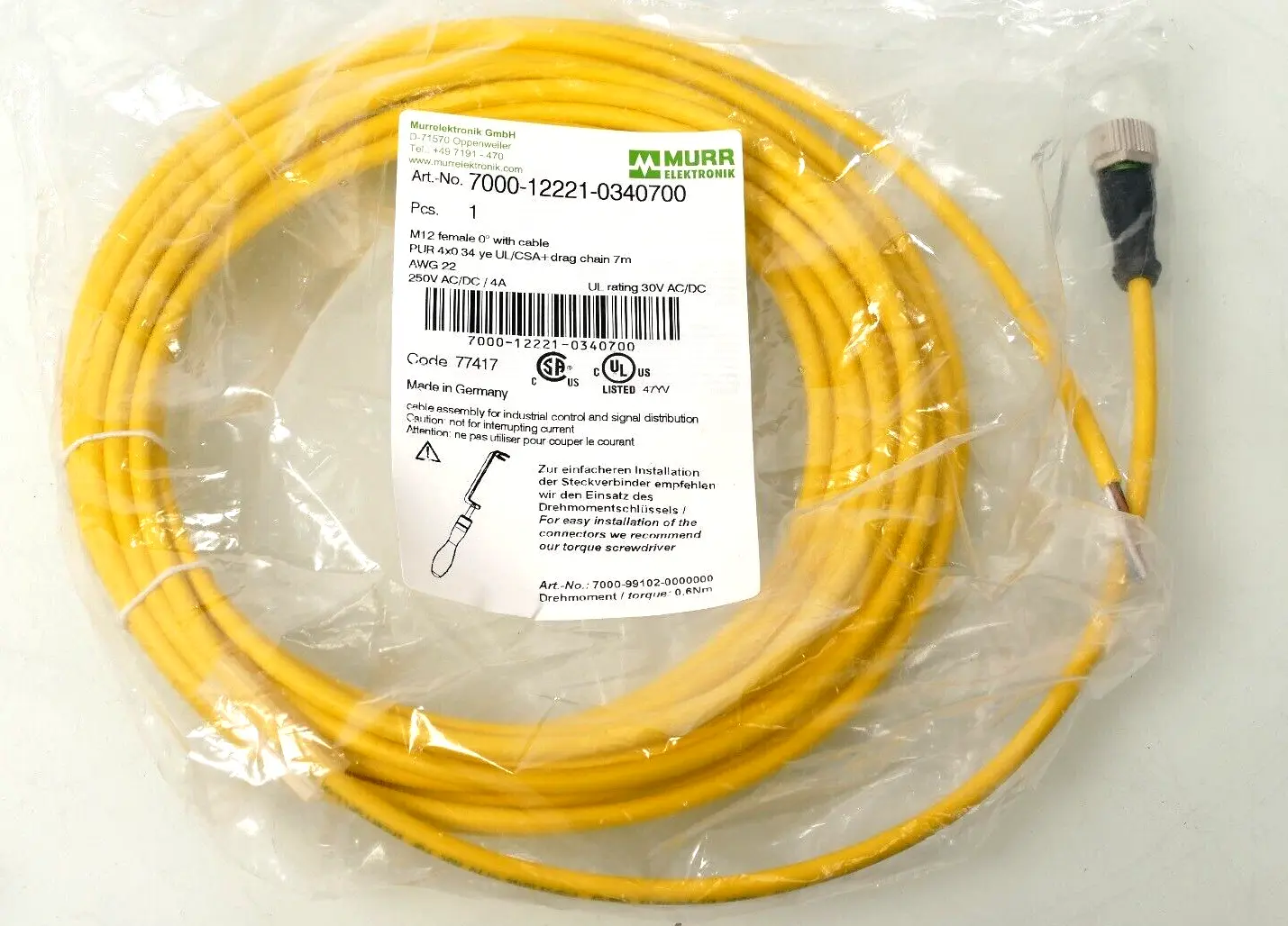 Produktfoto 1 von MURR Elektronik M12 Bu. 0° A-kod. freies Ltg-ende | 7000-12221-0340700