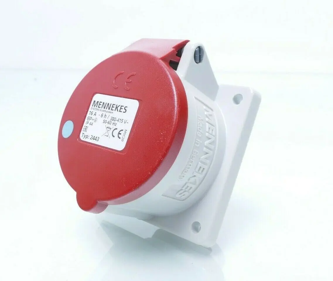 Produktfoto 1 von Mennekes HW/VN CEE-Anbausteckdose 16A-6h IP44 380-415V~ | 2443