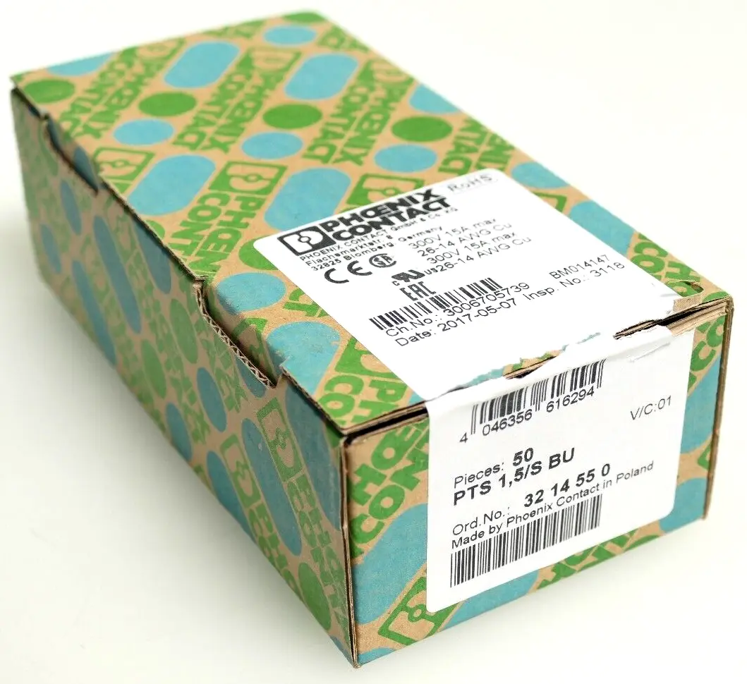 Produktfoto 1 von 50x Phoenix Contact Durchgangsklemme 32 14 55 0 | PTS 1,5/S BU | 3214550