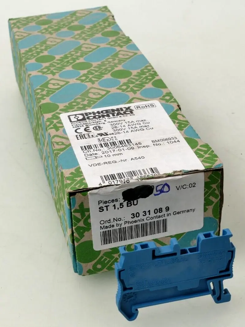 Produktfoto 1 von 50x Phoenix Contact Durchgangsklemme 3031089 | ST 1,5 BU | 3031089