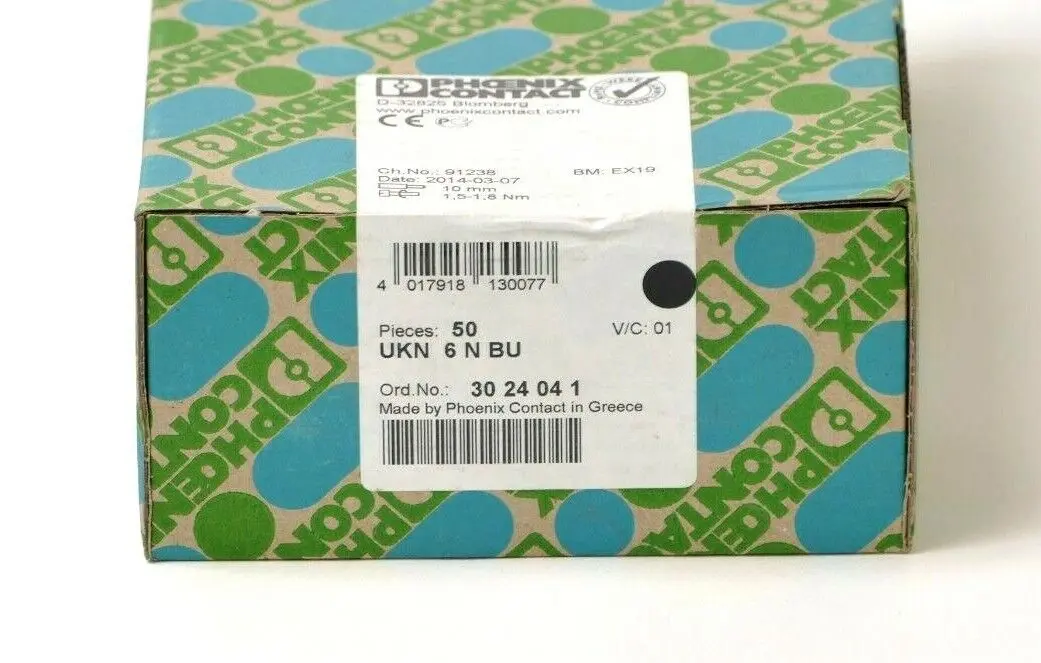 Produktfoto 1 von 50x Phoenix Contact Reihenklemme blau 30 24 04 1 | UKN 6 N BU | 3024041