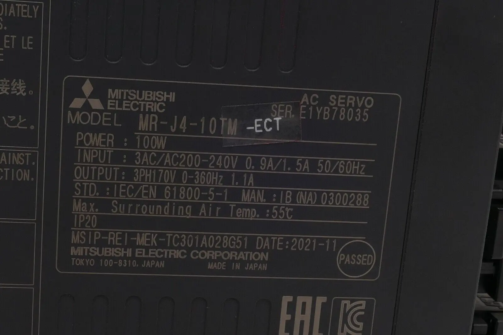 Produktfoto 1 von Mitsubishi Electric AC-Servo | MR-J4-10TM-ECT