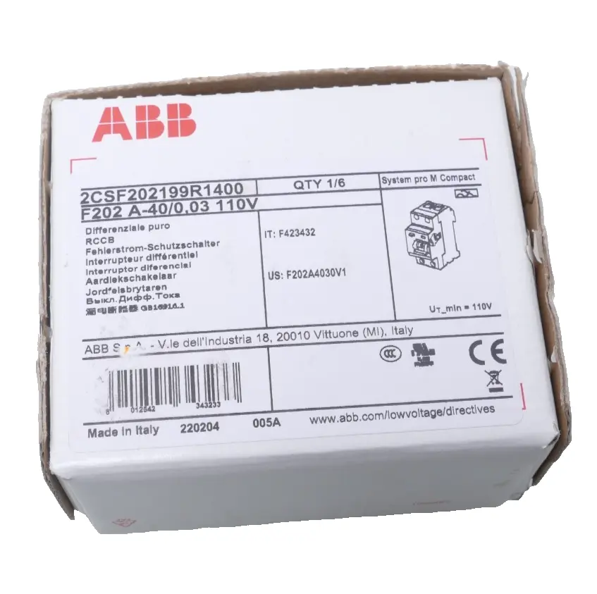 Produktfoto 1 von ABB Fehlerstrom-Schutzschalter F202 A-40/0,03 110V | 2CSF202199R1400