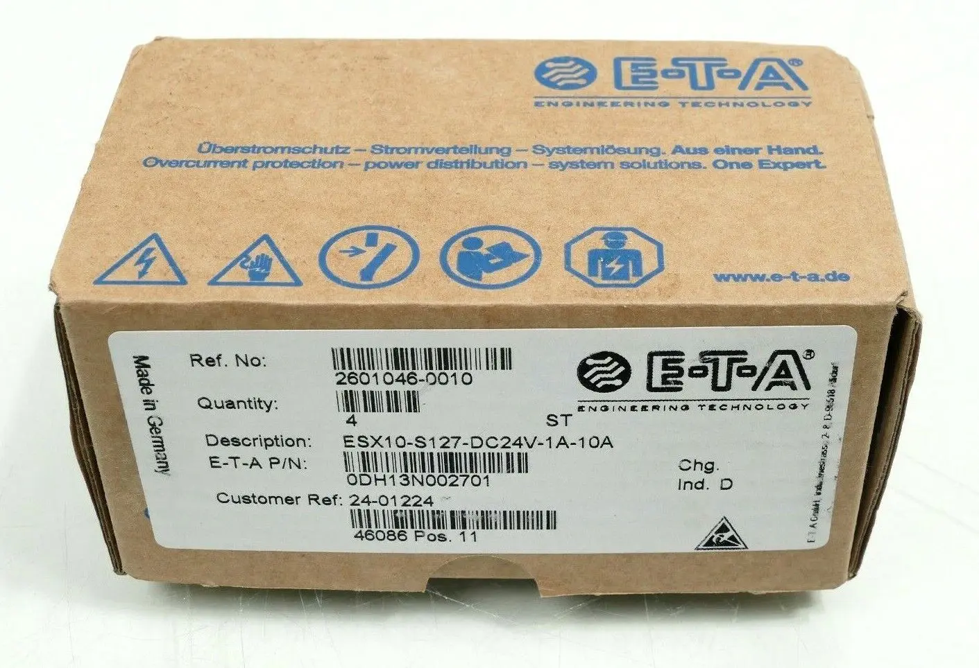Produktfoto 1 von 4x E-T-A | ESX10-S127-DC24V-1A-10A | 0DH13N002701