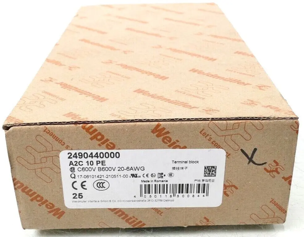 Produktfoto 1 von 25x Weidmüller Reihenklemme A2C 10 PE | 2490440000