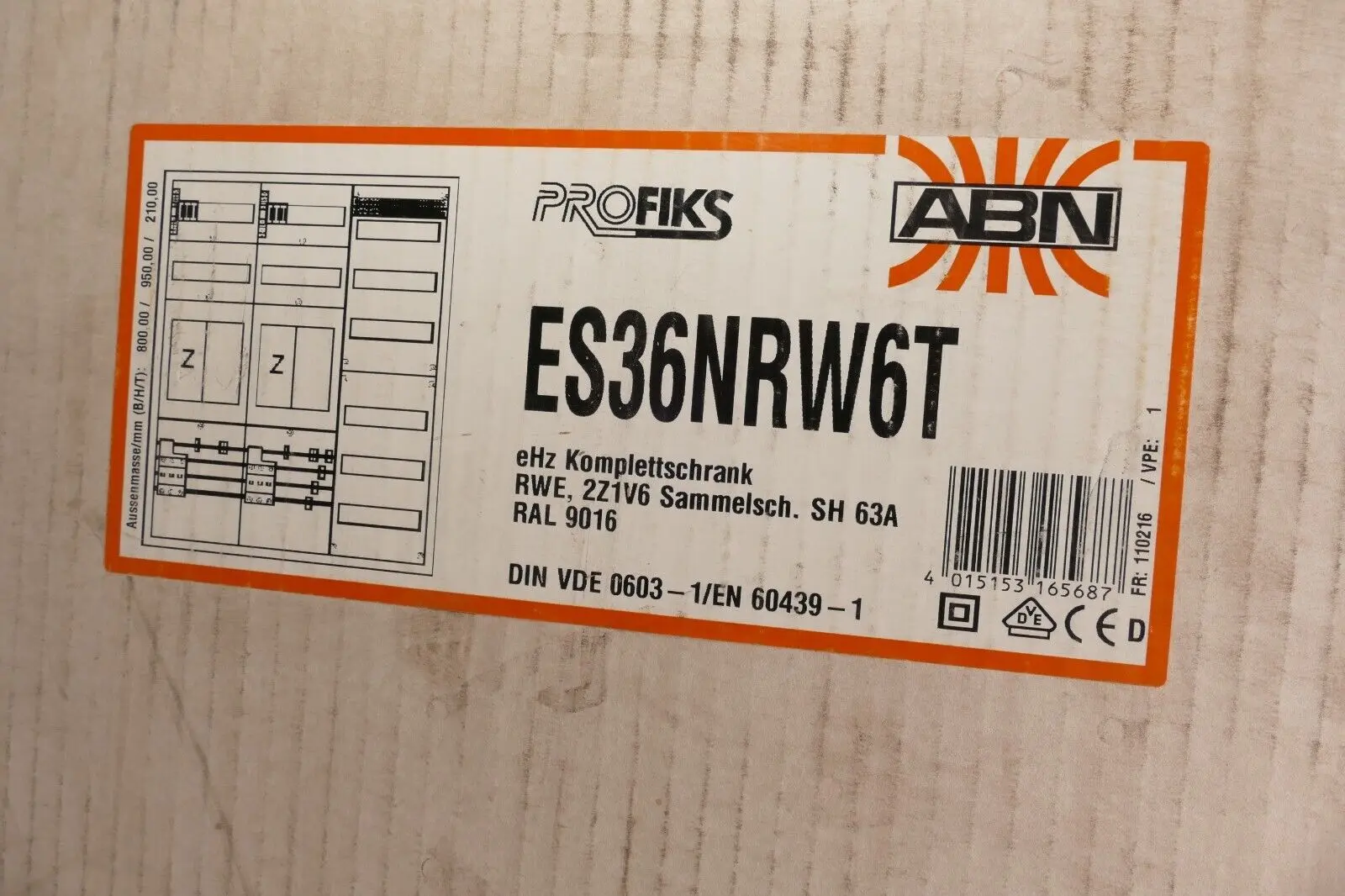 Produktfoto 1 von ABN PROFIKS eHz Komplettschrank | RWE, 2Z1V6 Sammelsch. SH 63A | ES36NRW6T