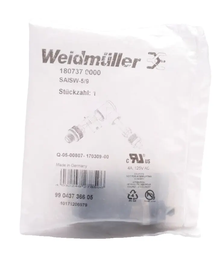 Produktfoto 1 von Weidmüller Schraubklemmenanschluss SAISW-5/9 4A 125V | 1807370000