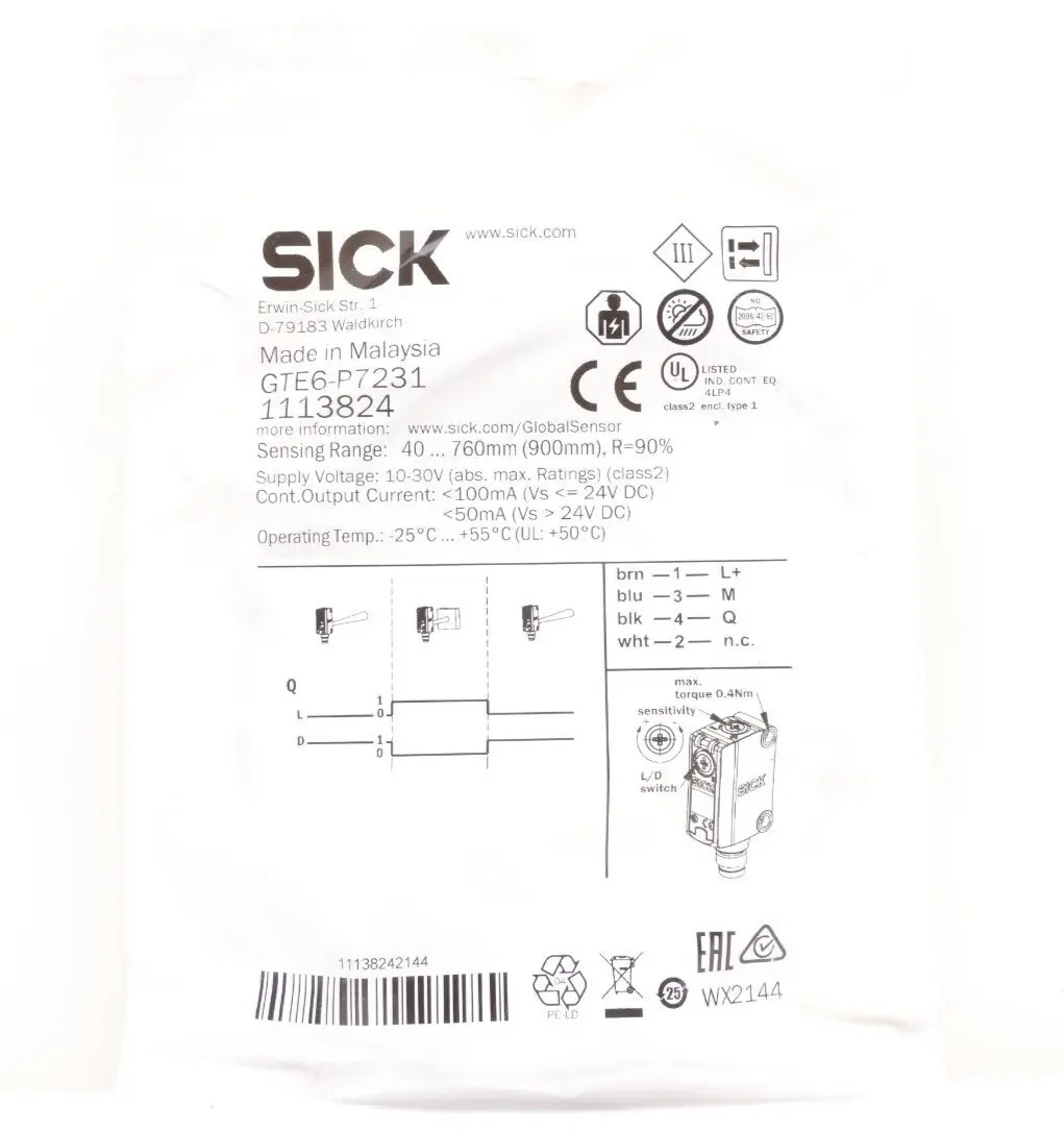 Produktfoto 1 von Sick Miniatur Lichtschranke 1 113 824 | GTE6-P7231 | 1113824