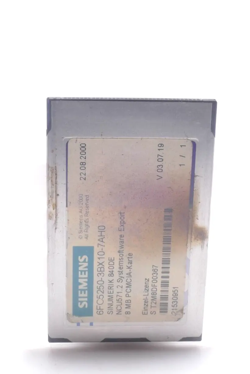 Produktfoto 1 von SIEMENS SINUMERIK 840 DE 6FC5250-3BX10-7AH0 PCMCIA-Karte 6FC5 250-3BX10-7AH0