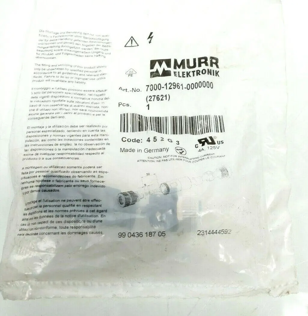 Produktfoto 1 von Murr Elektronik M12 Bu. 0° A-kod. Schraubklemmanschluss | 7000-12961-0000000