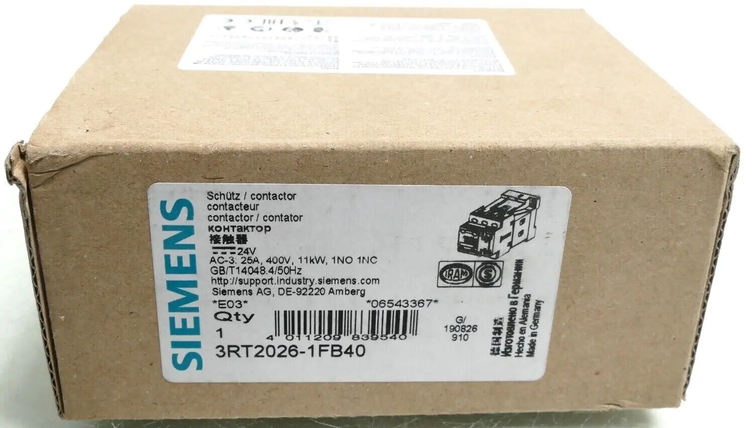 Siemens SIRIUS Schütz 3RT2 026-1FB40 | E:03 | 3RT2026-1FB40