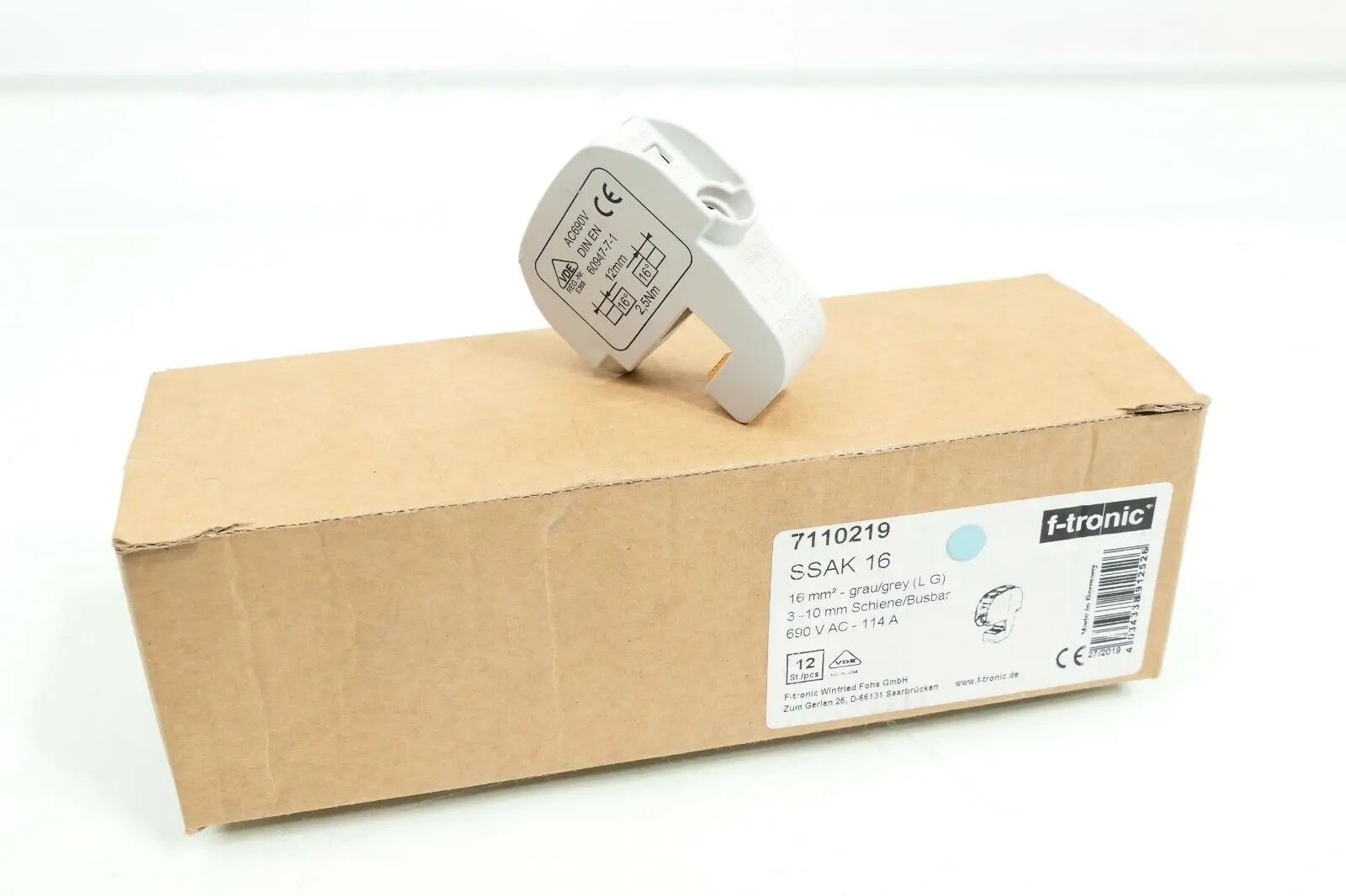 Produktfoto 1 von 12x F-Tronic Sammelschienenabgreifklemme SSAK16 | 7110219