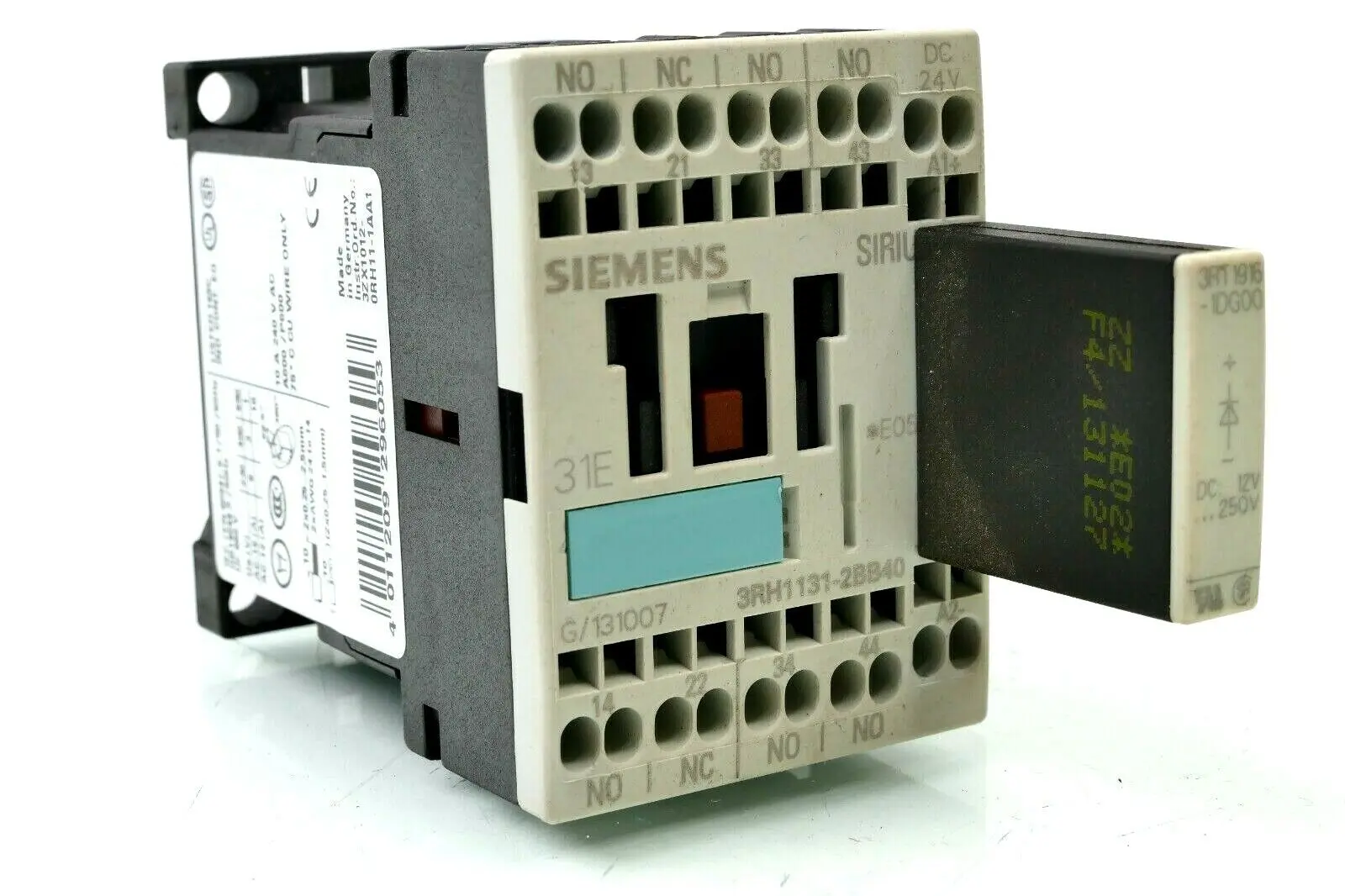 Produktfoto 1 von 2x Siemens SIRIUS Leistungsschütz 3RT1 015-1AP01 | 3RT1015-1AP01 + 3RT1916-1CD00