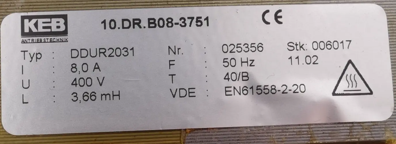 Produktfoto 1 von KEB Transformator DDUR2031 | 10.DR.B08-3751