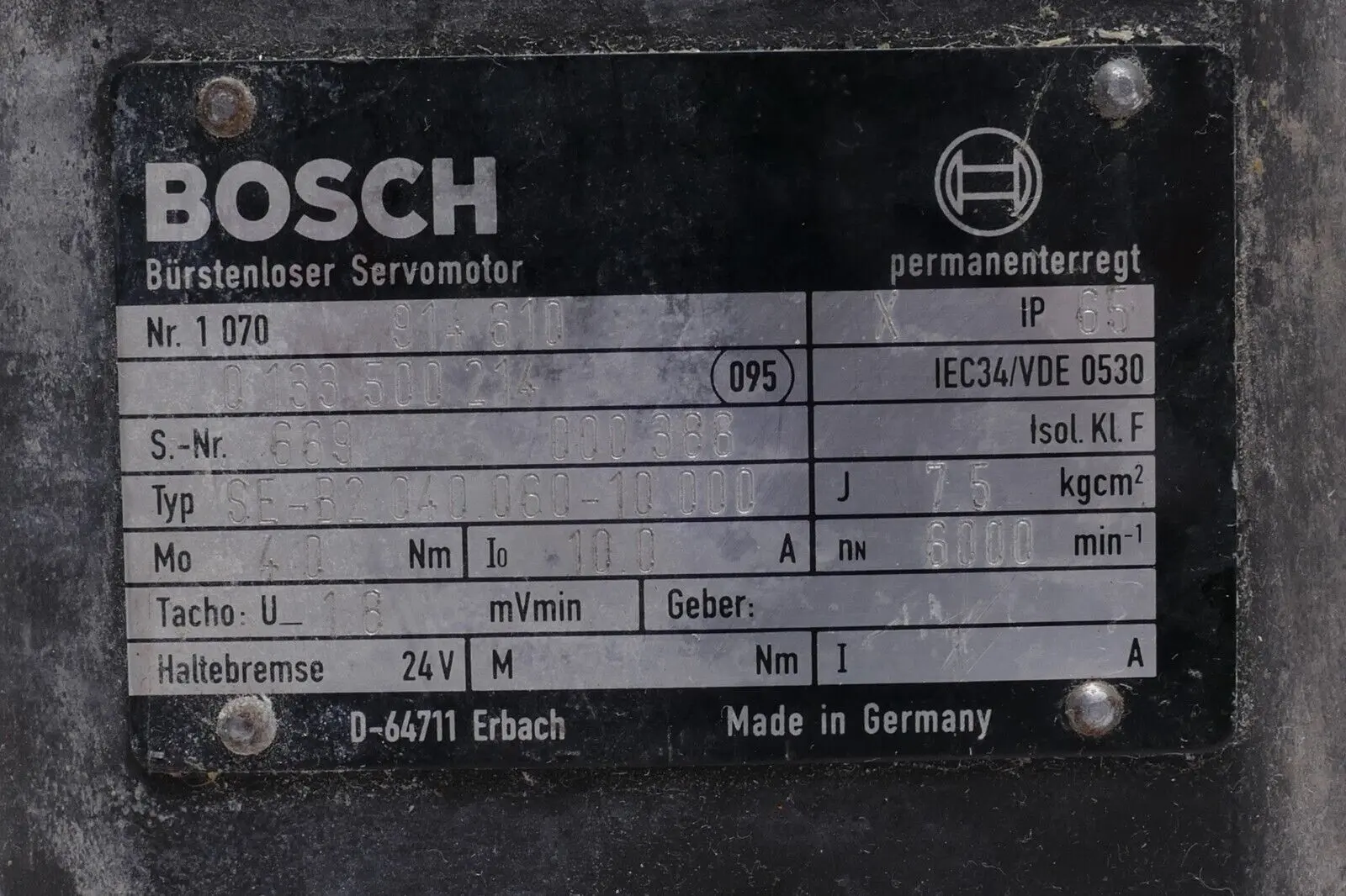 Produktfoto 1 von Bosch 1 070 914 610 Servomotor SE-B2.040.060-10.000 | 1070914610