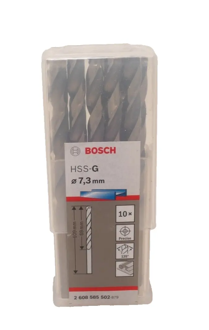 10x Bosch 2 608 585 502 HSS-G Metallbohrer | Ø7,3mm 69x109mm | 2608585502-879