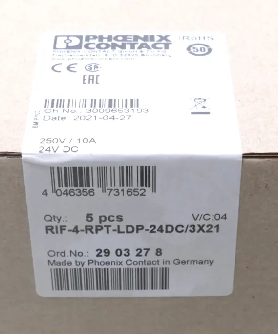 Produktfoto 1 von 5x Phoenix Contact RIF Interface Relais RIF-4-RPT-LDP-24DC/3X21 | 2903278