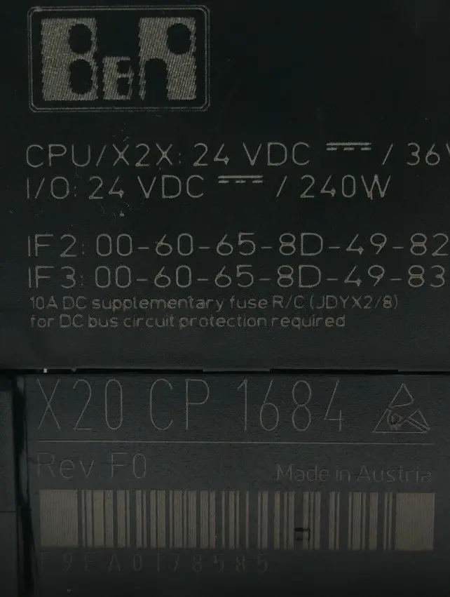 Produktfoto 1 von B&R Zentraleinheit X20 CP 1684 | Rev. F0 | X20CP1684