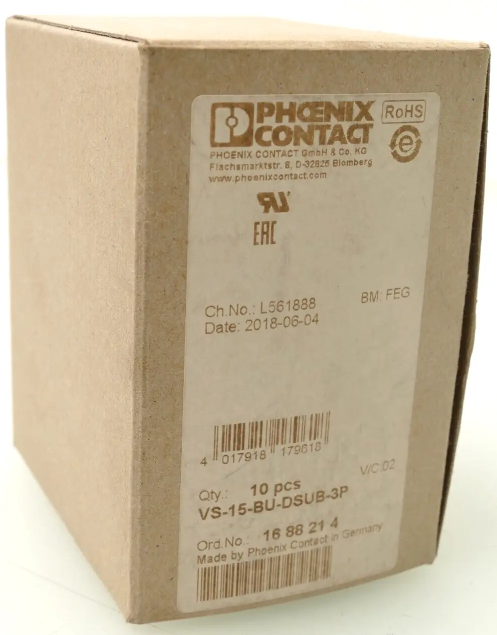 Produktfoto 1 von 10x Phoenix Contact D-Sub-Steckverbinder VS-15-BU-DSUB-3P | 1688214