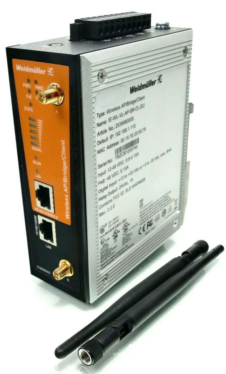 Produktfoto 1 von Weidmüller Wireless Access Point IE-WL-VL-AP-BR-CL-EU | 2536680000