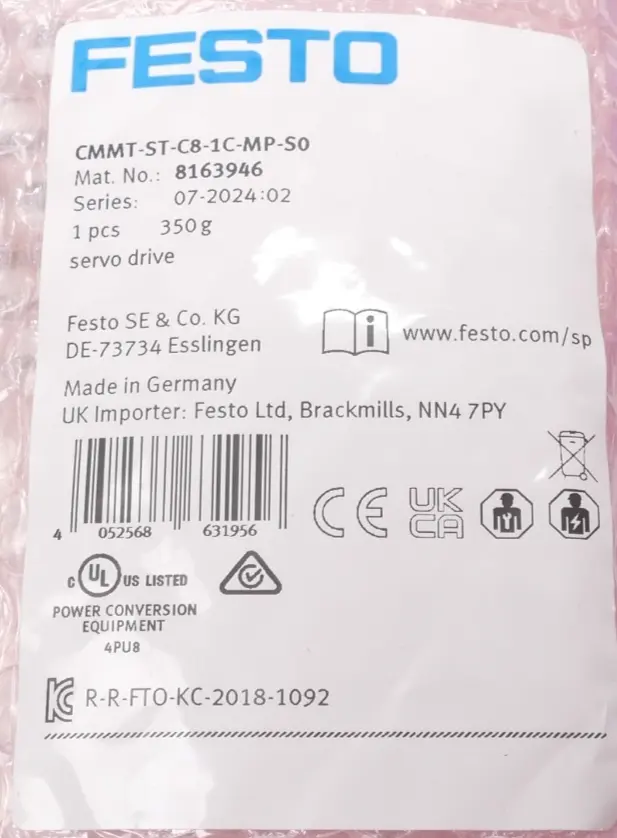 Produktfoto 1 von Festo Servoantriebsregler CMMT-ST-C8-1C-MP-S0 | 8163946