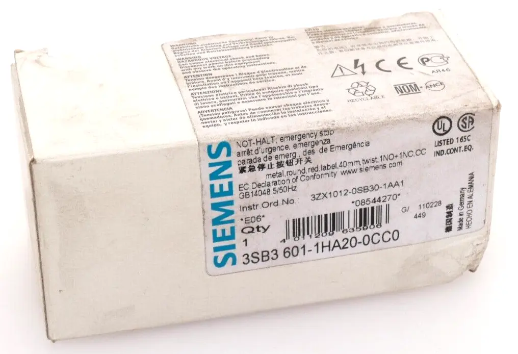 Produktfoto 1 von Siemens NOT-HALT-Pilzdrucktaster 3SB3 601-1HA20-0CC0 | E:06 | 3SB3601-1HA20-0CC0