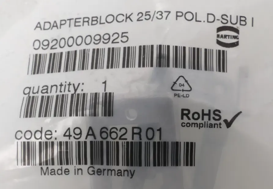 Produktfoto 1 von 2x Harting ADAPTERBLOCK 25/37 POL.D-SUB I | 09200009925