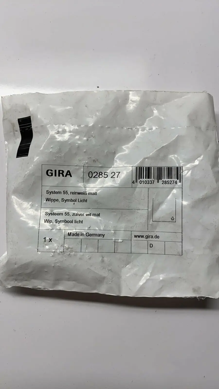 Produktfoto 1 von Gira Wippe Symbol Licht System 55 Reinweiß matt | 028527