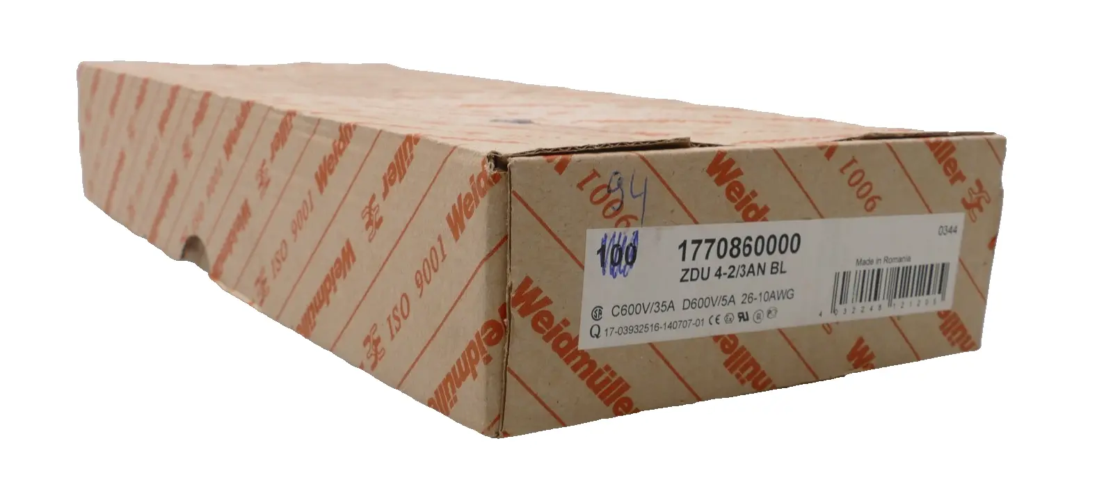 Produktfoto 1 von 94x Weidmüller Durchgangs-Reihenklemme ZDU 4-2/3AN BL | 1770860000
