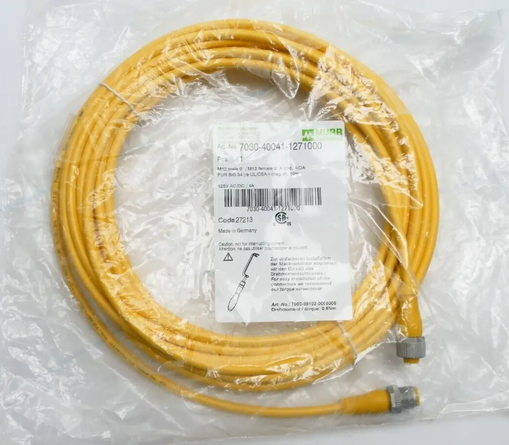 Produktfoto 1 von Murr Elektronik M12 St. 0° / M12 Bu. 0° A-kod. AIDA 10m | 7030-40041-1271000