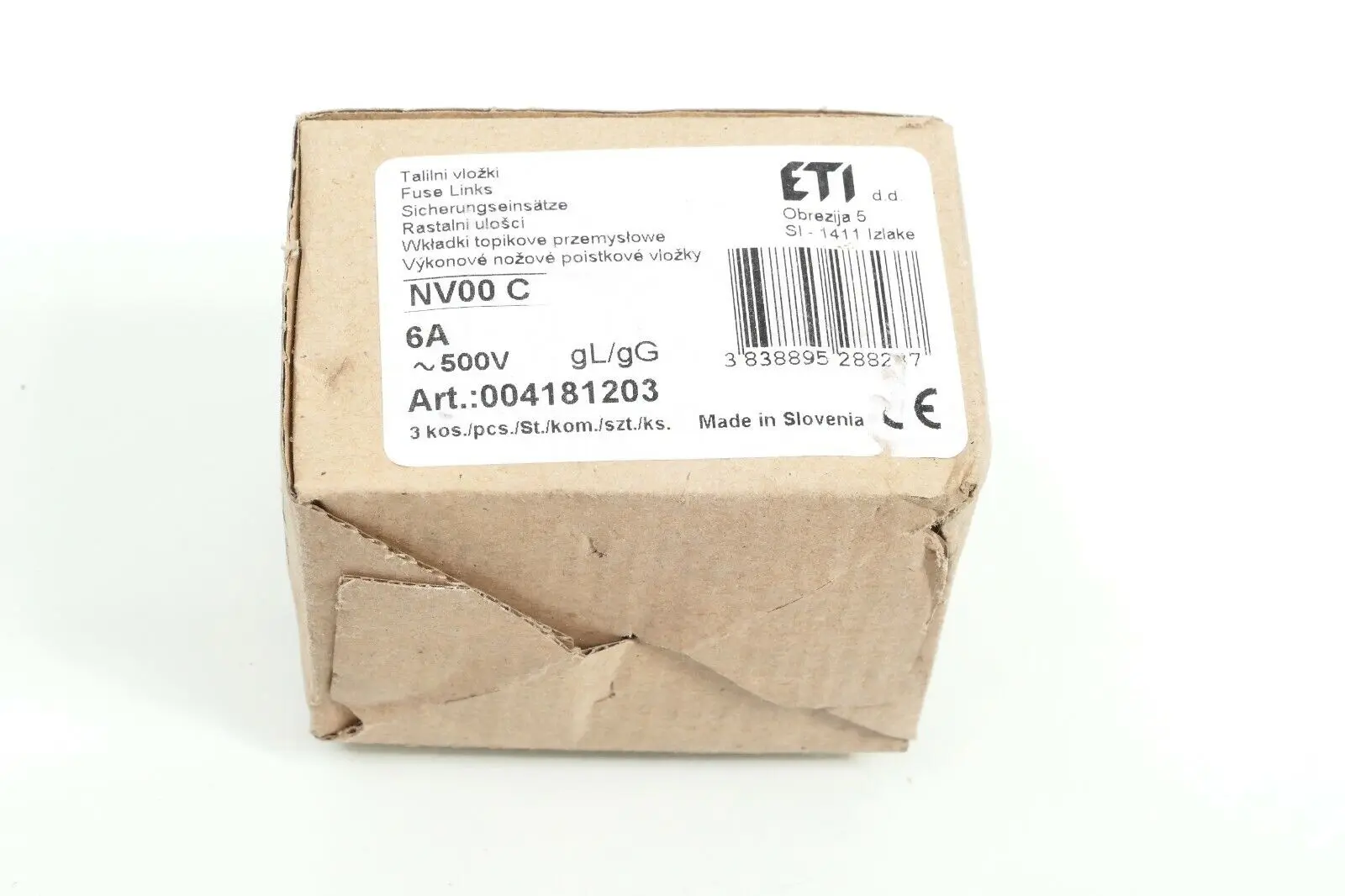 3x ETI Sicherungseinsatz NV00 C, 6A ~500V