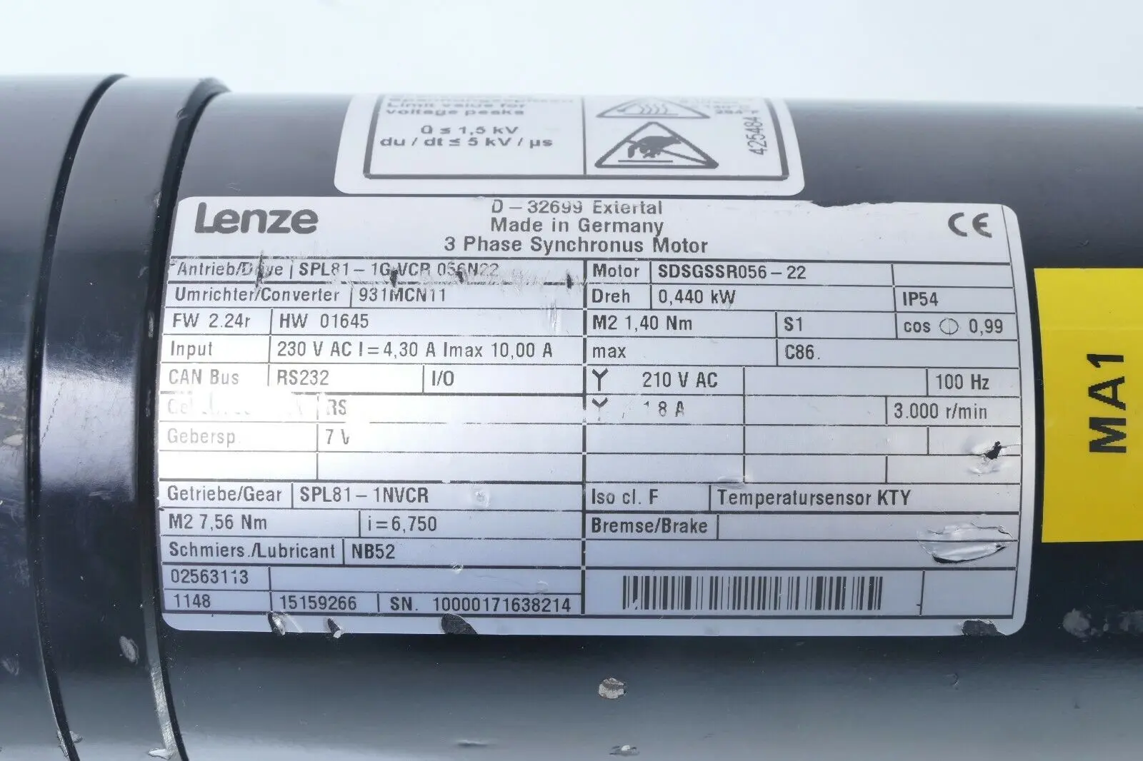 Produktfoto 1 von Lenze Antrieb SPL81-1GVCR056N22 + Getriebe SPL81-1NVCR + Motor | SDSGSSR056-22