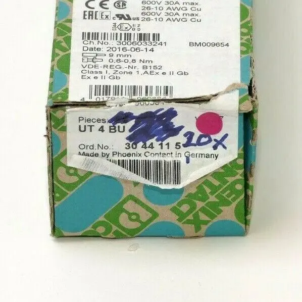 Produktfoto 1 von 20x Phoenix Contact Durchgangsklemme 30 44 11 5 | UT 4 BU | 3044115