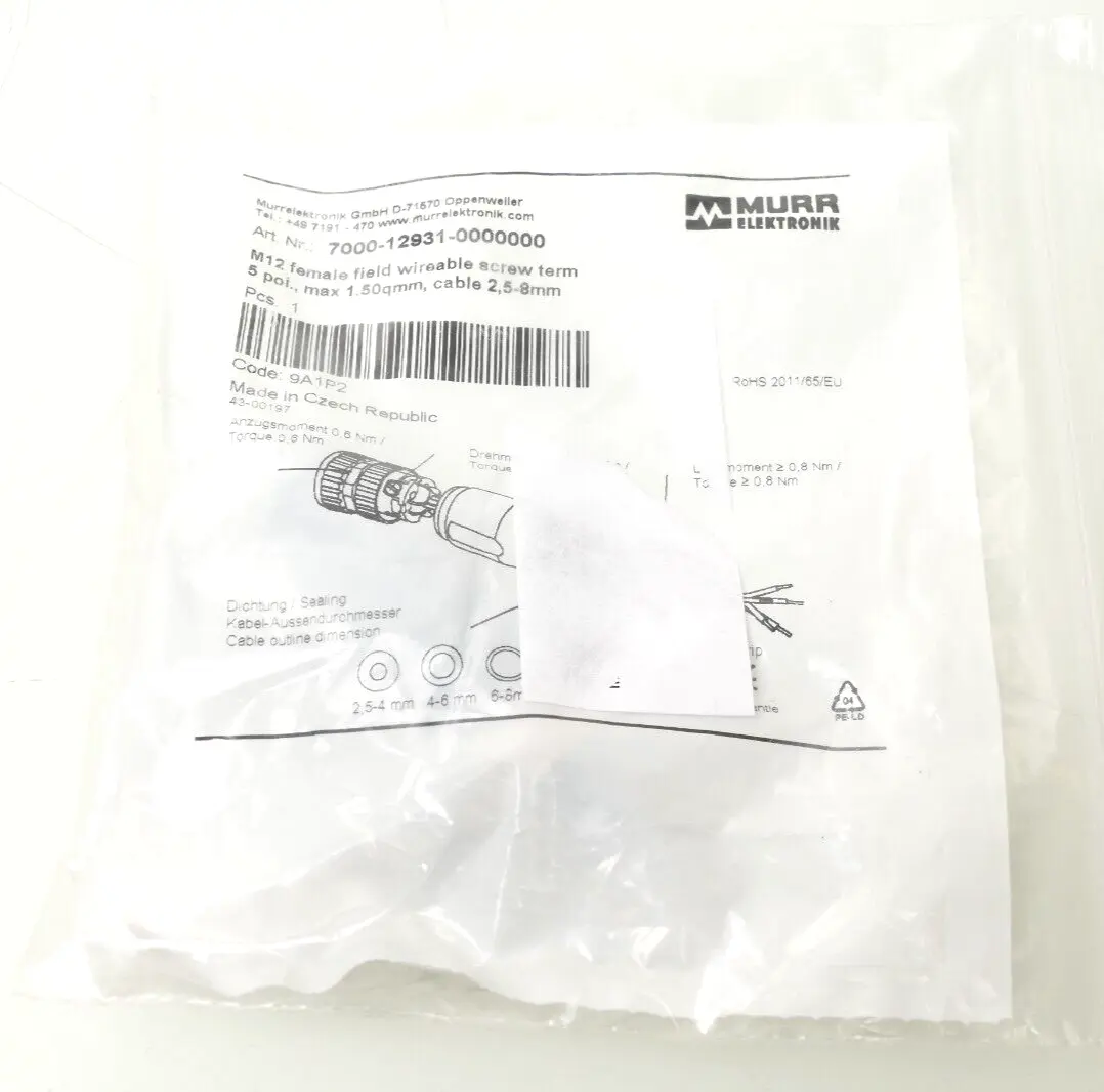 Produktfoto 1 von Murr Elektronik M12 Schraubklemmanschluss 5-pol | 7000-12931-0000000
