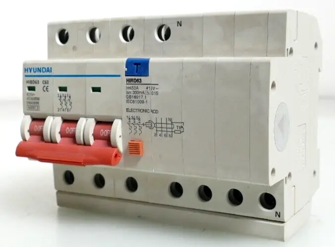 Produktfoto 1 von Hyundai HiBD63 C63 Miniature Circuit Breaker 415V | HIRD63 | 50A 300mA
