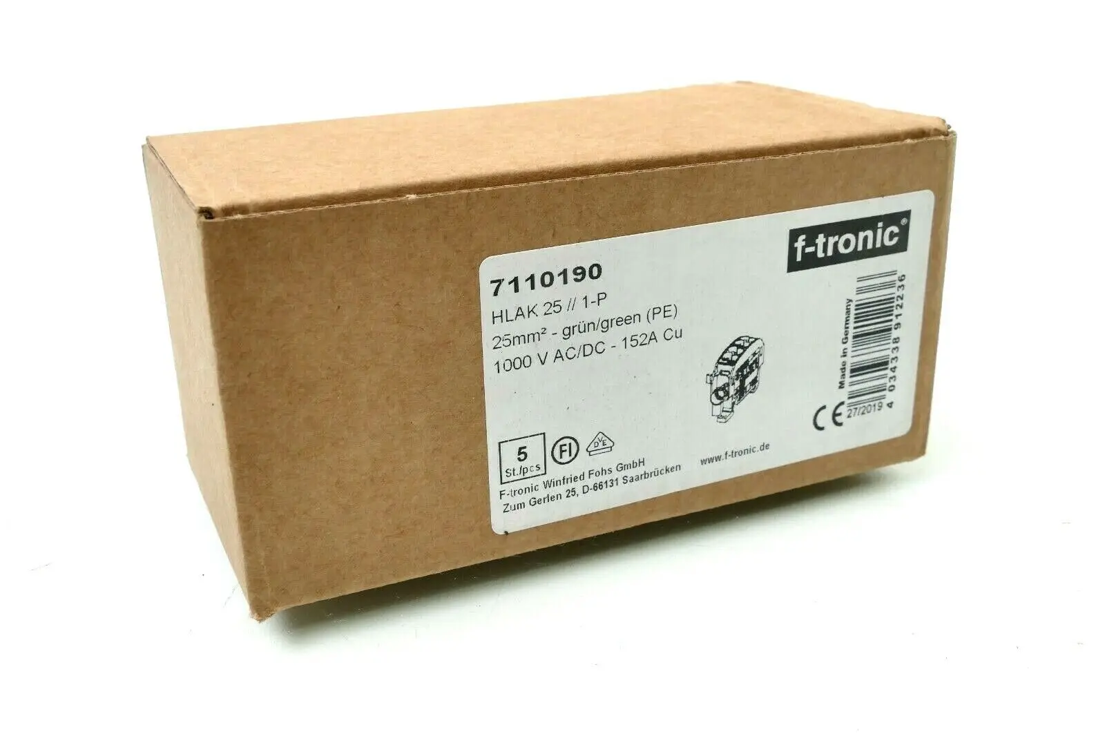 Produktfoto 1 von 5x F-Tronic Hauptleitungsabzweigklemme 25mm² grün HLAK 25 | 7110190