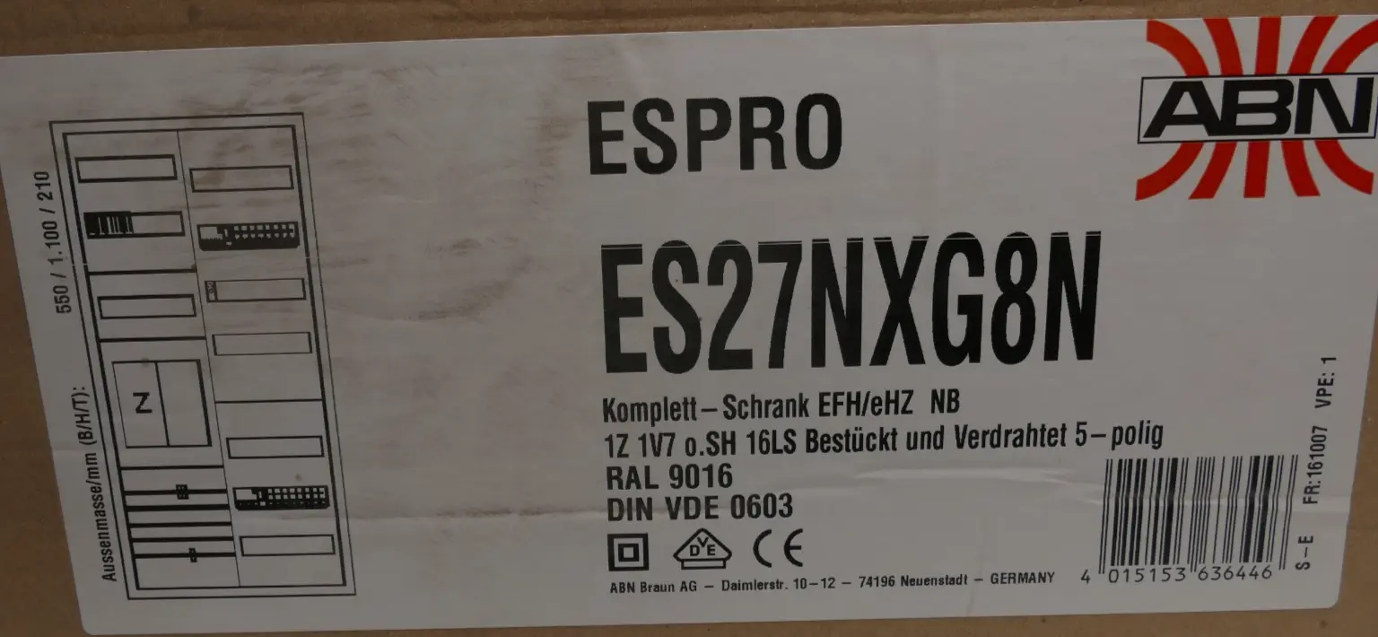 Produktfoto 1 von ABN ESPRO Komplett-Schrank EFH/eHZ NB RAL 9016 | ES27NXG8N